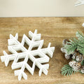8" White Wash Wood Snowflake
