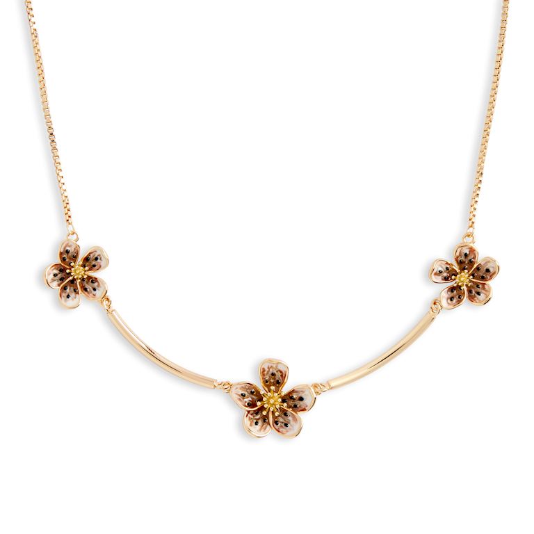 Mocha Flower Satellite Necklace 16"