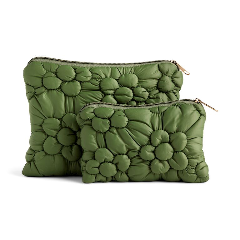 Quilted Flower Zip Pouch Set Of 2
