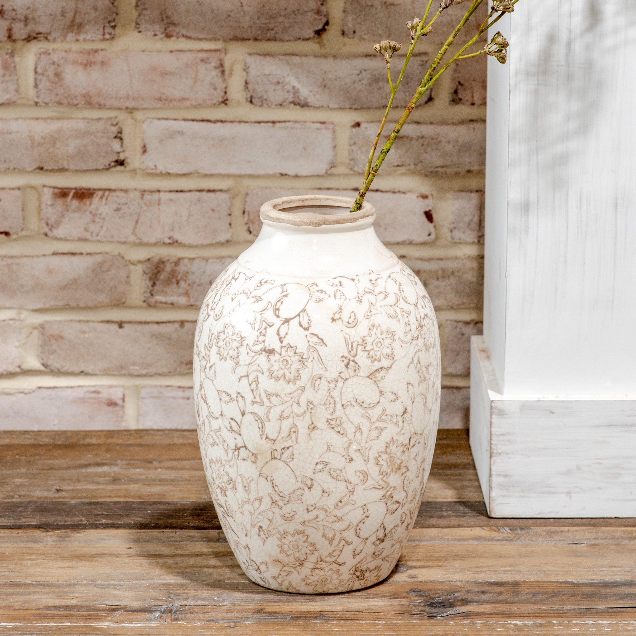 12.2" Beige Heirloom Vase