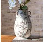 10" Brown/White Leaf Pattern Vase