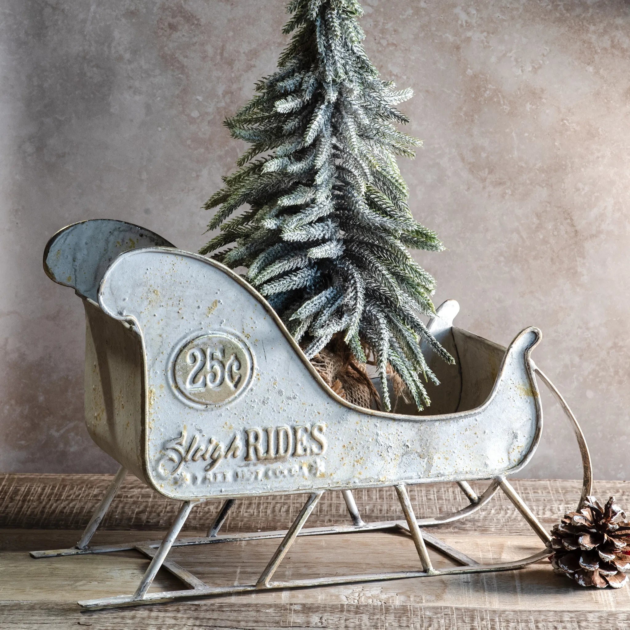 14" Vintage White Sleigh Rides Sleigh