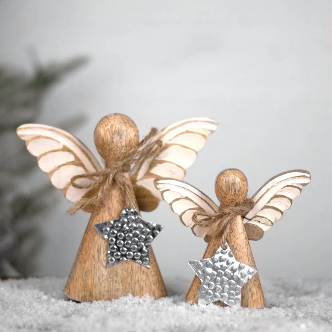 Wooden Angel w Metal Star