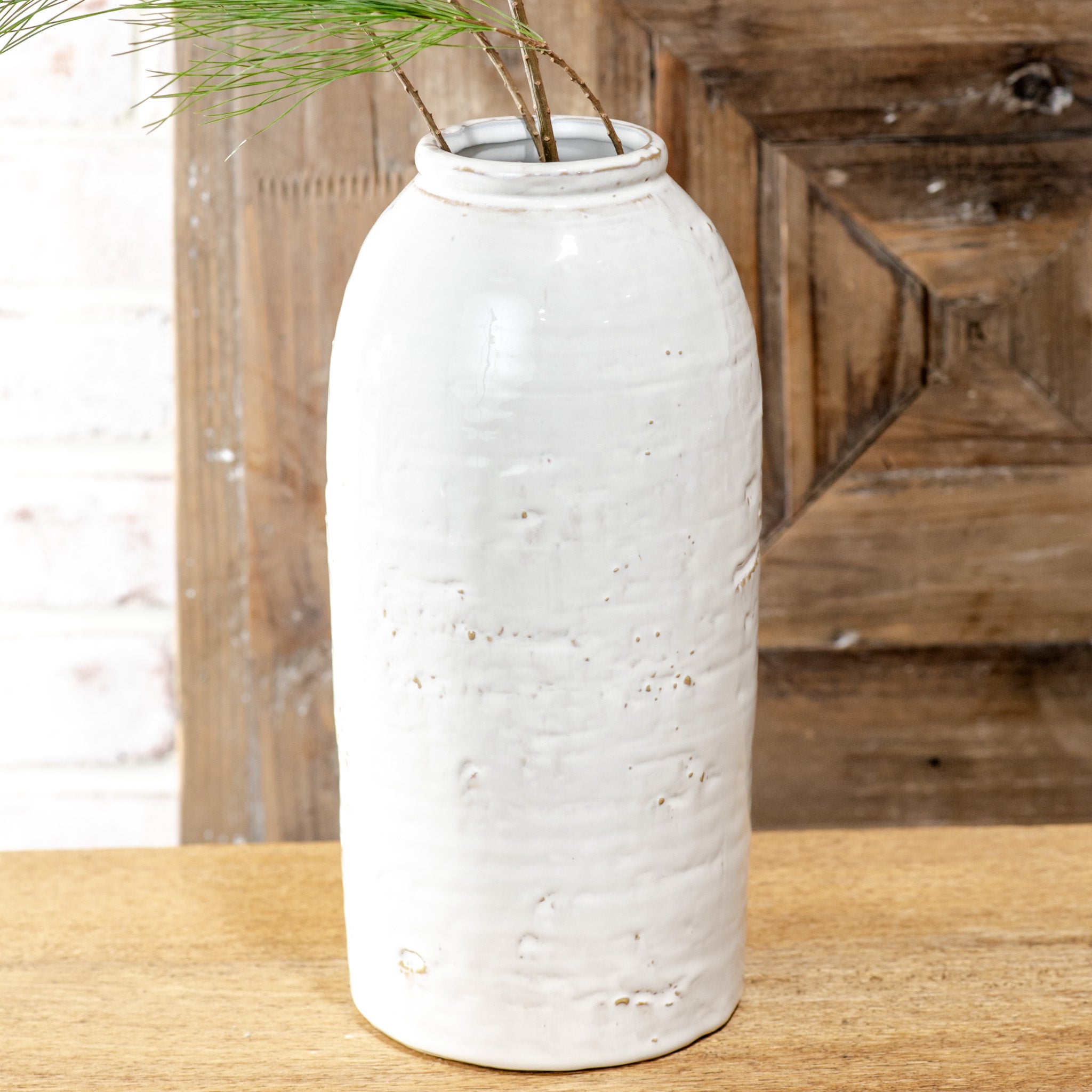 11.2" White Ceramic Vase