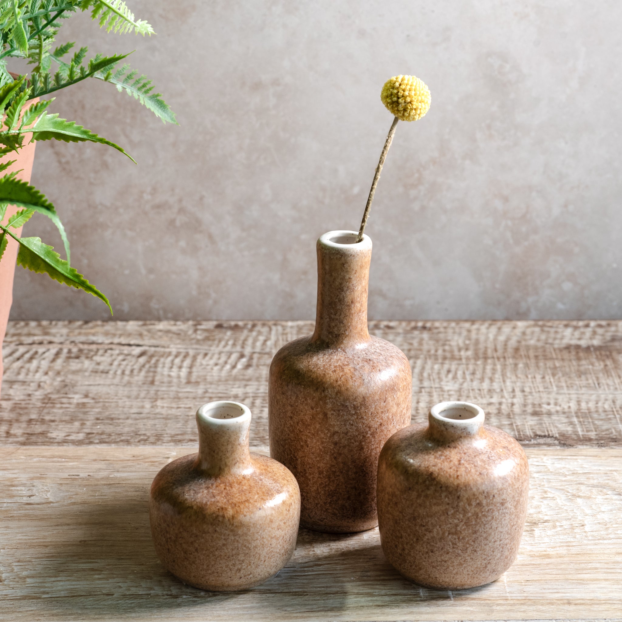 S/3 Beige Mini Vases