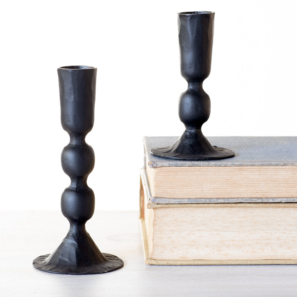 S/2 BLK Candle Holders
