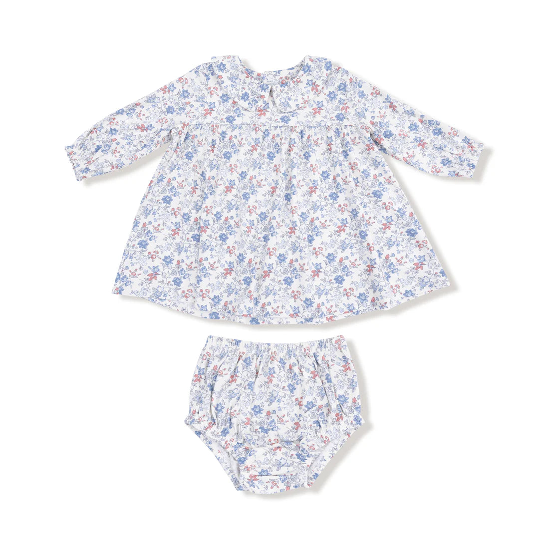Long Sleeve Ruffle Smocked Neck Dress & Diaper
