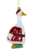 Porch Goose Santa Ornament