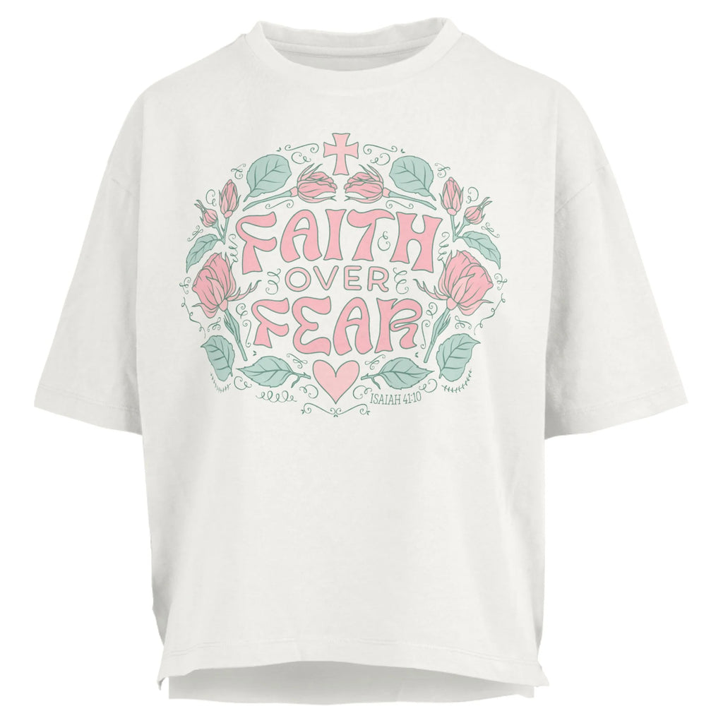 "Faith Over Fear" SS Crew Oversized Slub Top