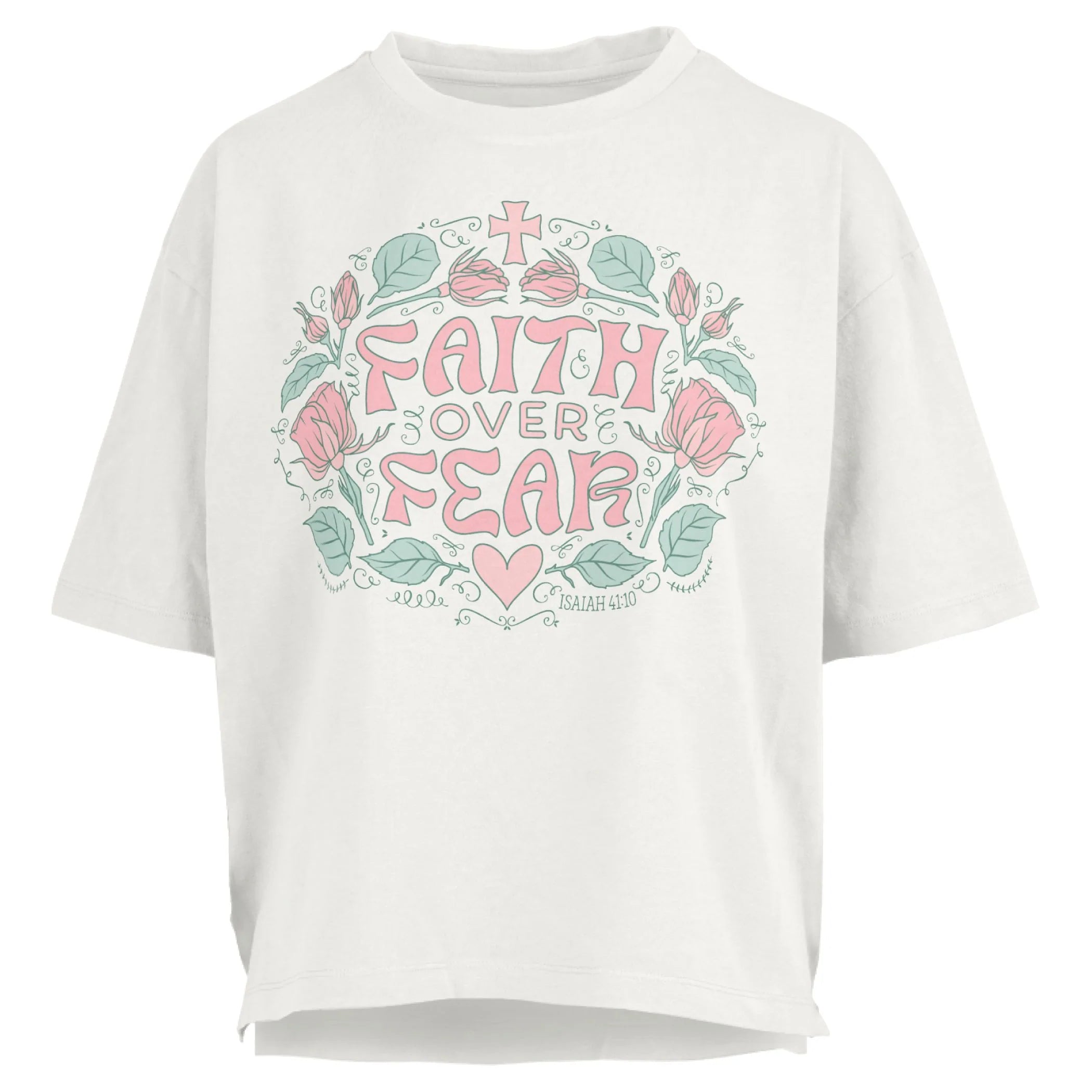 "Faith Over Fear" SS Crew Oversized Slub Top