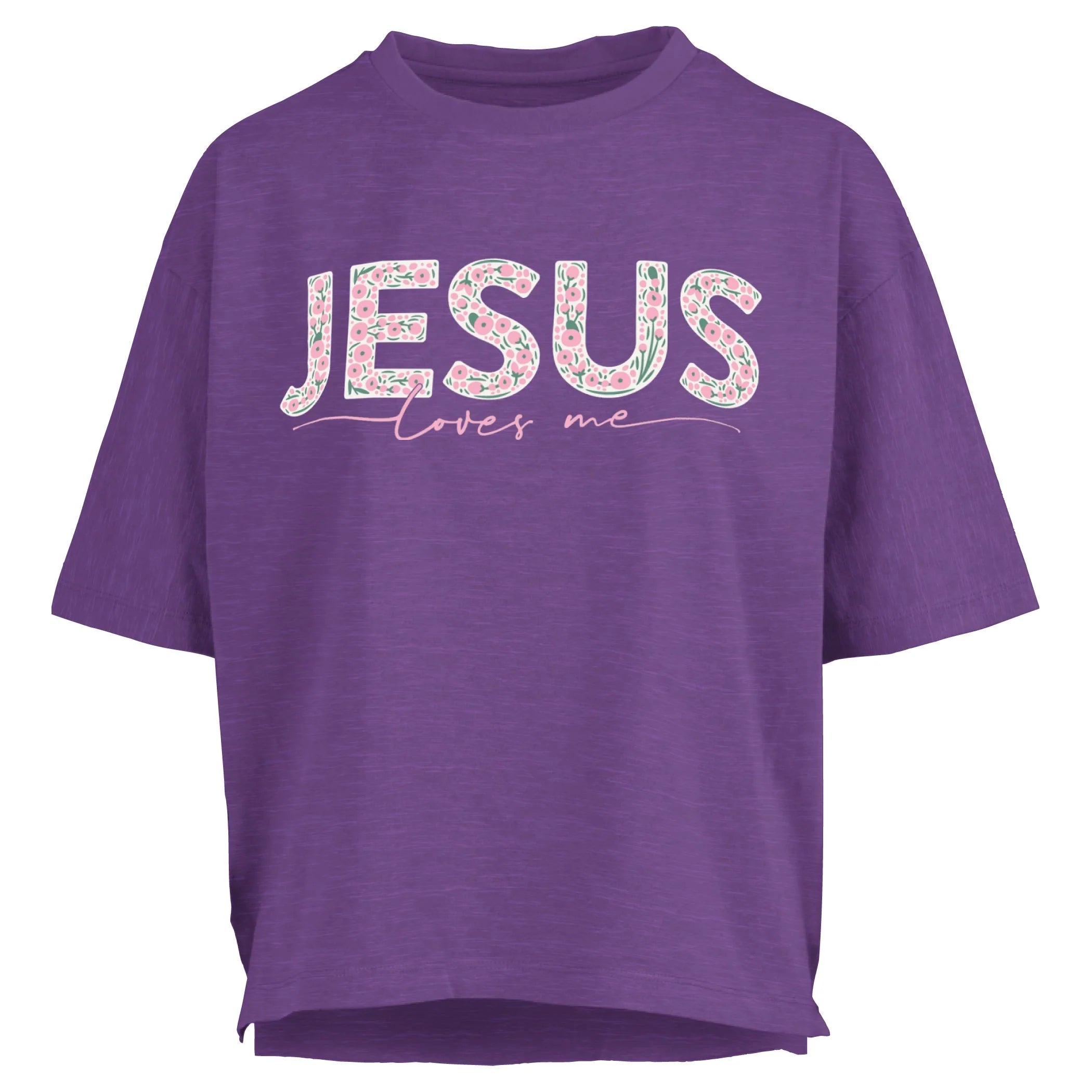 "Jesus Loves Me" Crew Neck Oversized Slub Tee