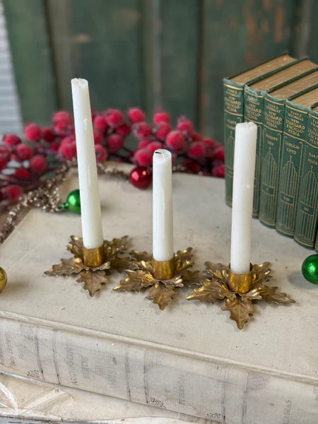Golden Poinsettia Trio Holder 10"