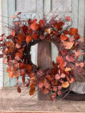 Penny Leaf Wreath 26" Red
