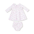 Long Sleeve Ruffle Smocked Neck Dress & Diaper