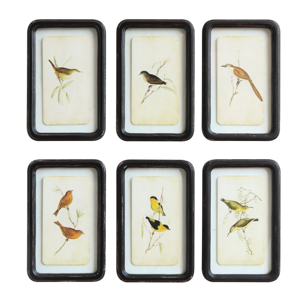 7"Lx11"H Wood Wall Decor w Floating Bird Black, 6 Styles