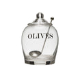 4"Rx5"H Glass Jar w Stainless Steel Spoon "Olives"