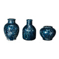 S/3 Round x 4"H Terracotta Vases, Navy Color