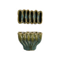 Stoneware Vase w 6 Sections Green