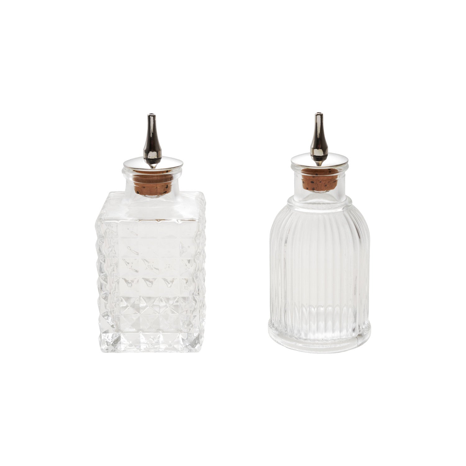 5"H 2oz Glass Bitters Bottle w Cork Stopper 2 Styles