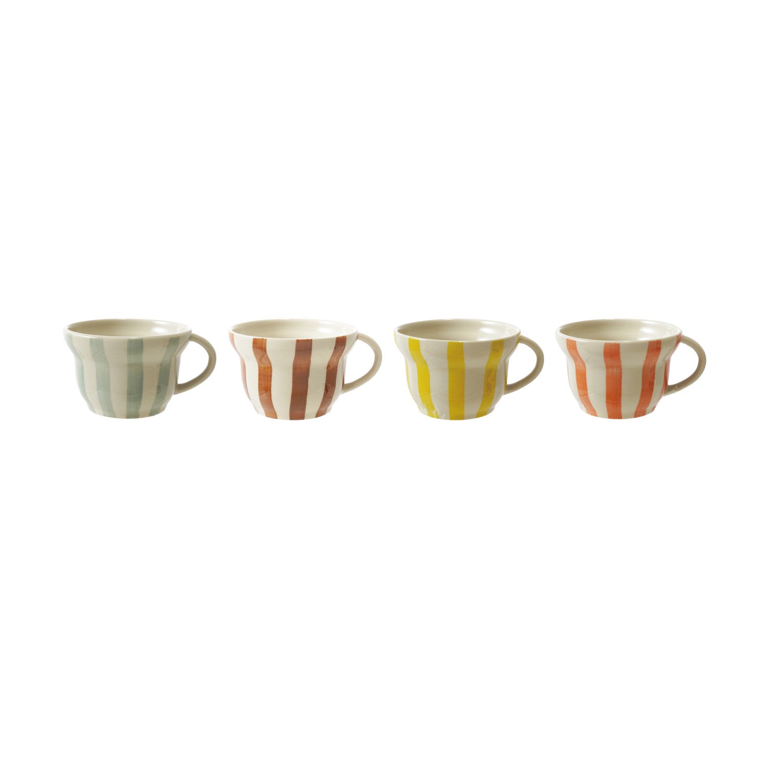 3 1/2" x 21/4"  Rd Stoneware Striped Mug 4 Colors