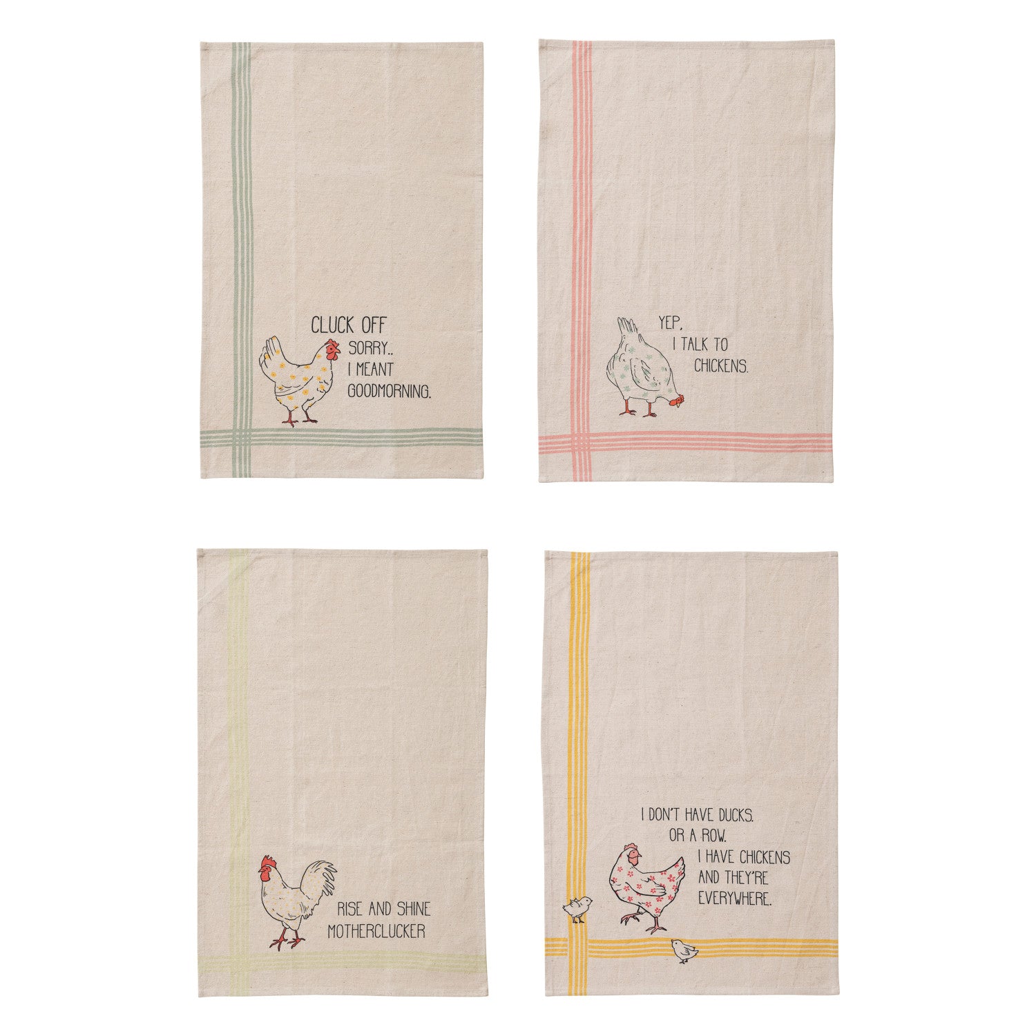 28"x18" Cotton & Linen Printed Tea Towel 4 Styles