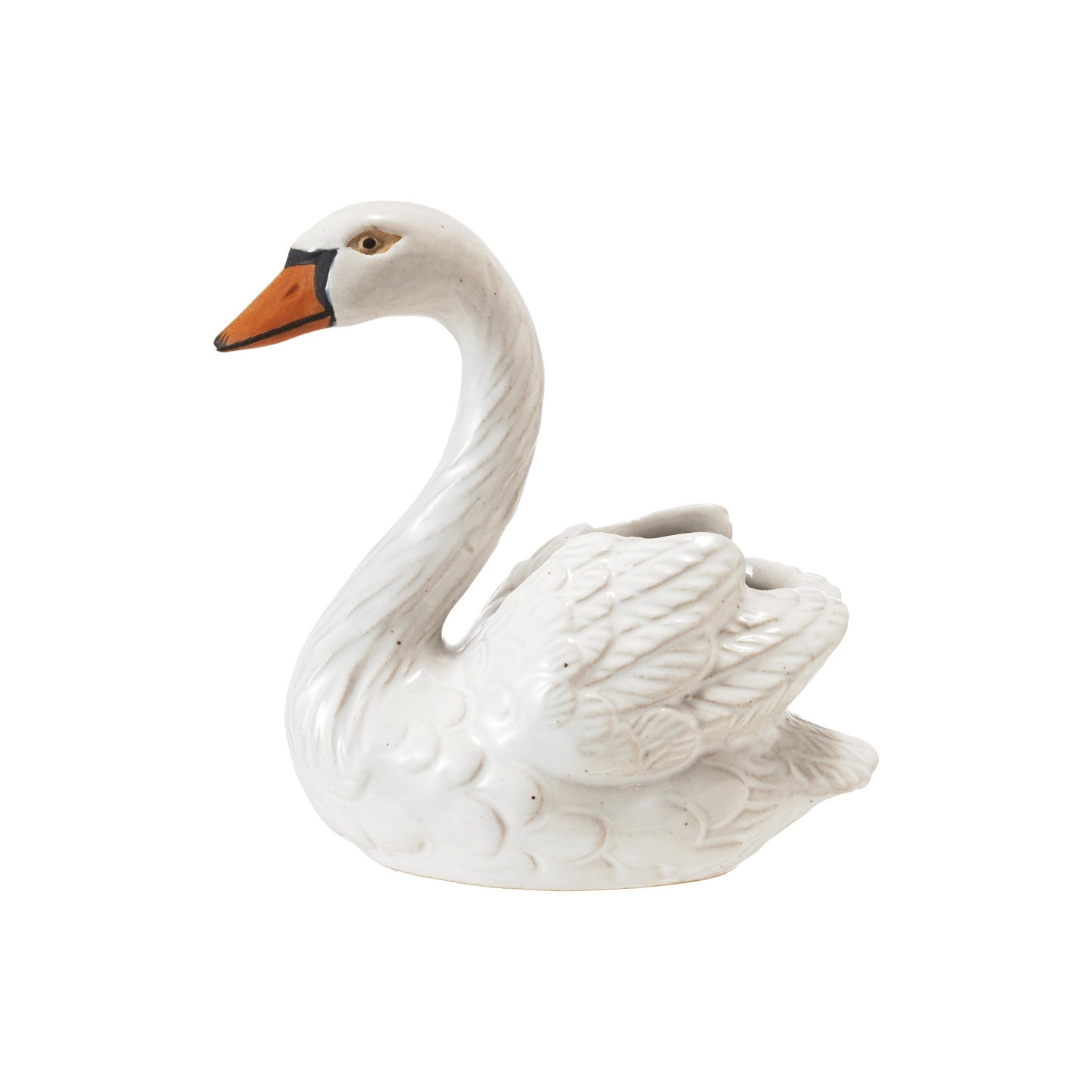 4-1/4"H Stoneware Swan Shaped Toothpick Holder