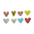 2" Stoneware Heart Shaped Magnet w Pattern 8 Styles