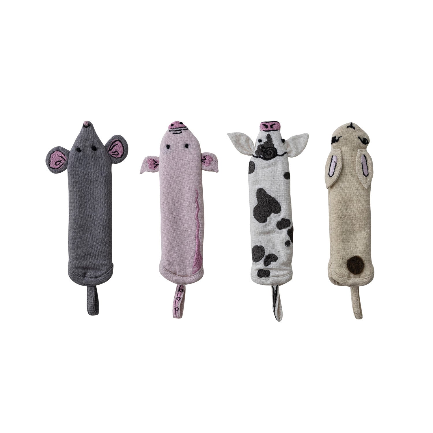 Cotton Animal Shaped Pot Handle Cover w Kantha Stitch 4 Styles