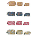 Quilted Cotton Voile Block Zip Pouch w Interior Lining