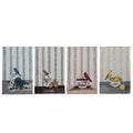 Cotton Printed Tea Towel w Container, Fruit & Bird 4 AST