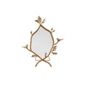 Metal Twig Framed Standing Mirror Birds & Leaves Gold Finish