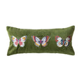 Cotton Velvet Lumbar Pillow w Embroidered Butterflies