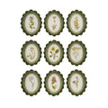 Framed Glass Scalloped Wall Decor Flower & Stripes