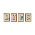 Wood Framed Glass Wall Decor w Flowers 4 Styles