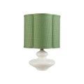 Stoneware Table Lamp w Scalloped Green Fabric Shade