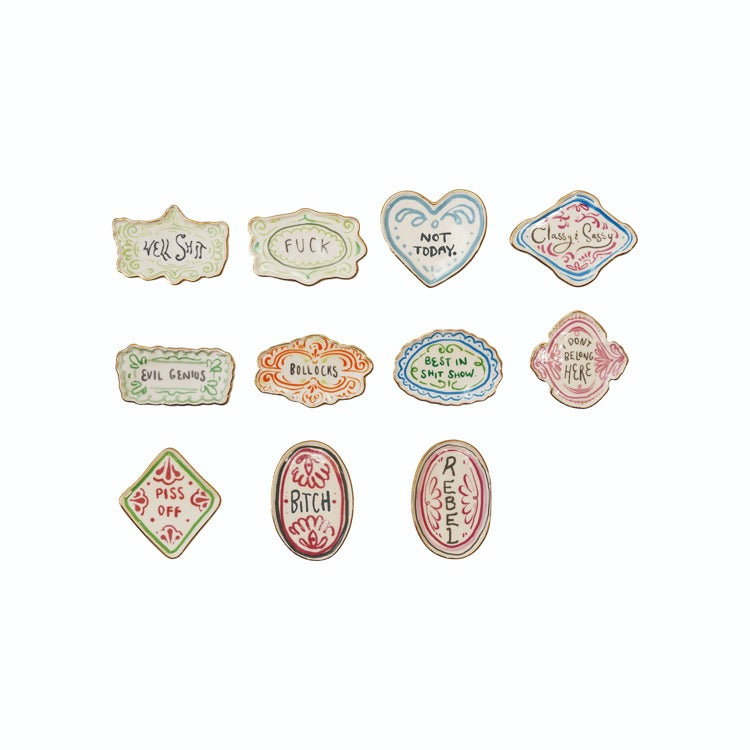 3" Stoneware Magnet w Electroplating 11 Styles