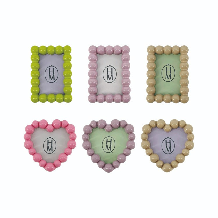 3 1/4"x3 1/2" Resin Heart Photo Frame Magnet 6 Colors