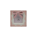 4 1/2" Sq Stoneware Photo Frame w 3D Bow. Pink & White