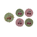 S/4 Handmade Glass Beaded Cotton Scalloped Coasters w Cherries