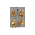 S/4 Resin Dino Magnets on Metal Card Gold Finish